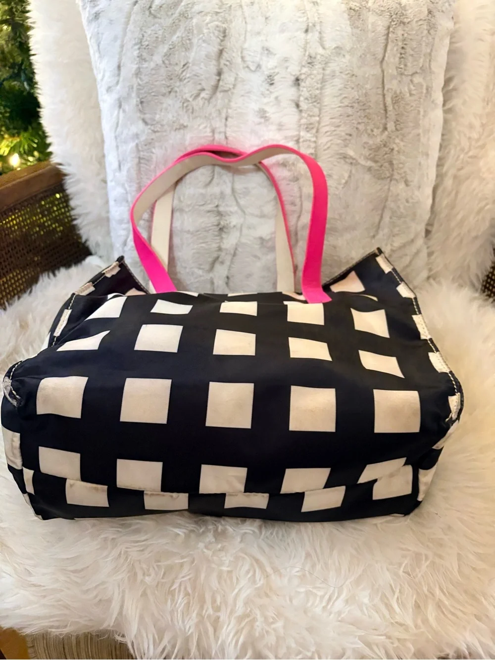 3pc Kate Spade Tote with Hello Kitty Charm & Black Scarf
